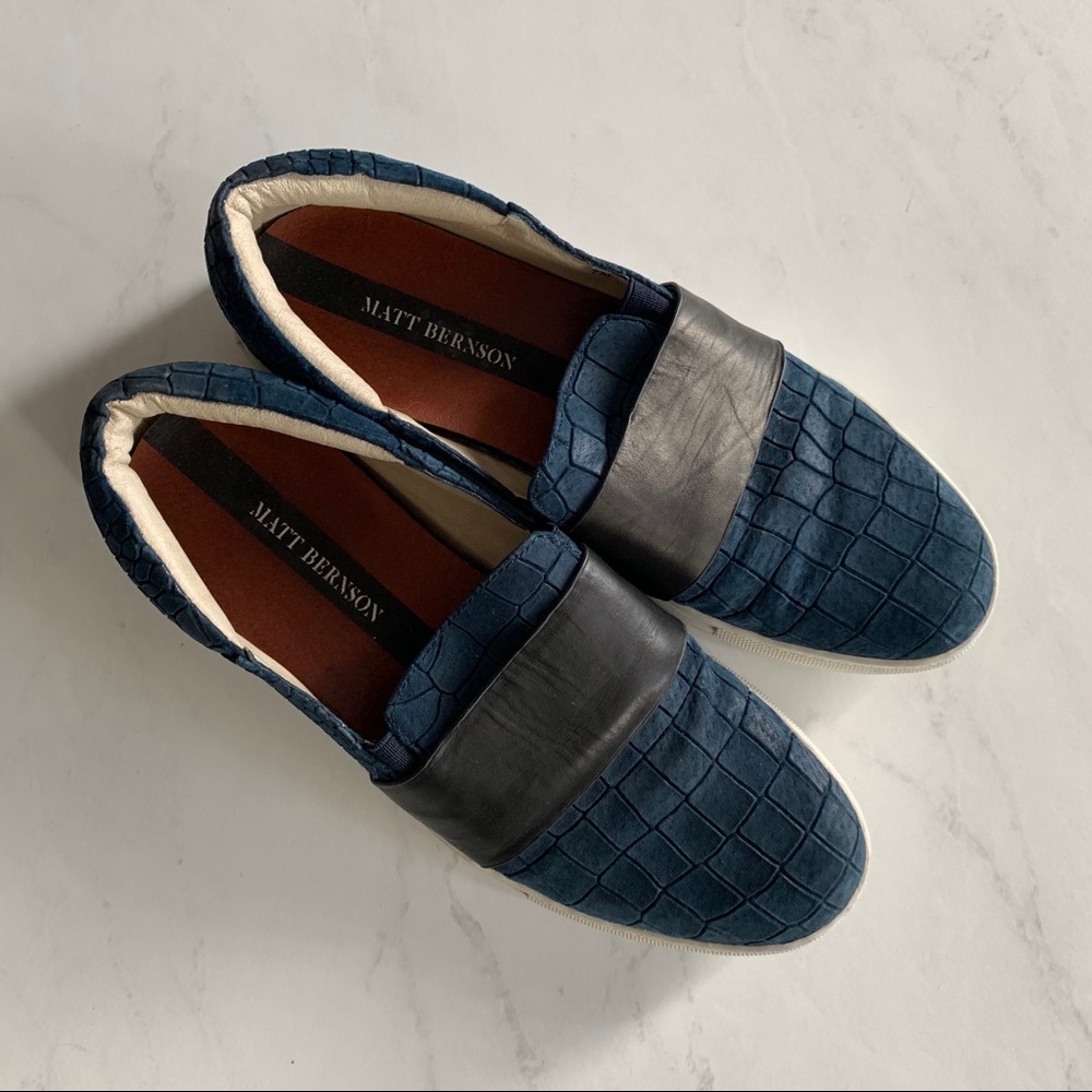 Matt Bernson Finn Black and Navy Slip On Sneakers - Picture 2 of 5